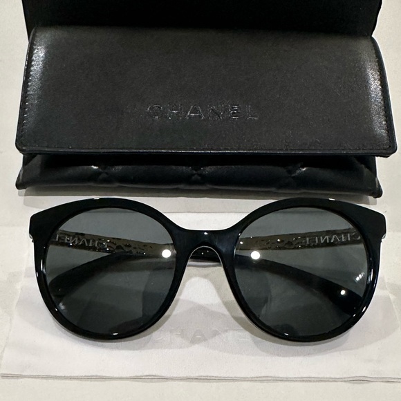 Chanel Pantos Sunglasses Black/Gold - Picture 3 of 9